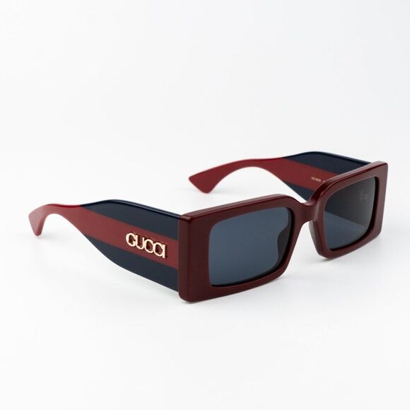 Gucci Women Sunglasses Burgundy Blue Rectangular GG1860S 003 BRAND NEW main image 7